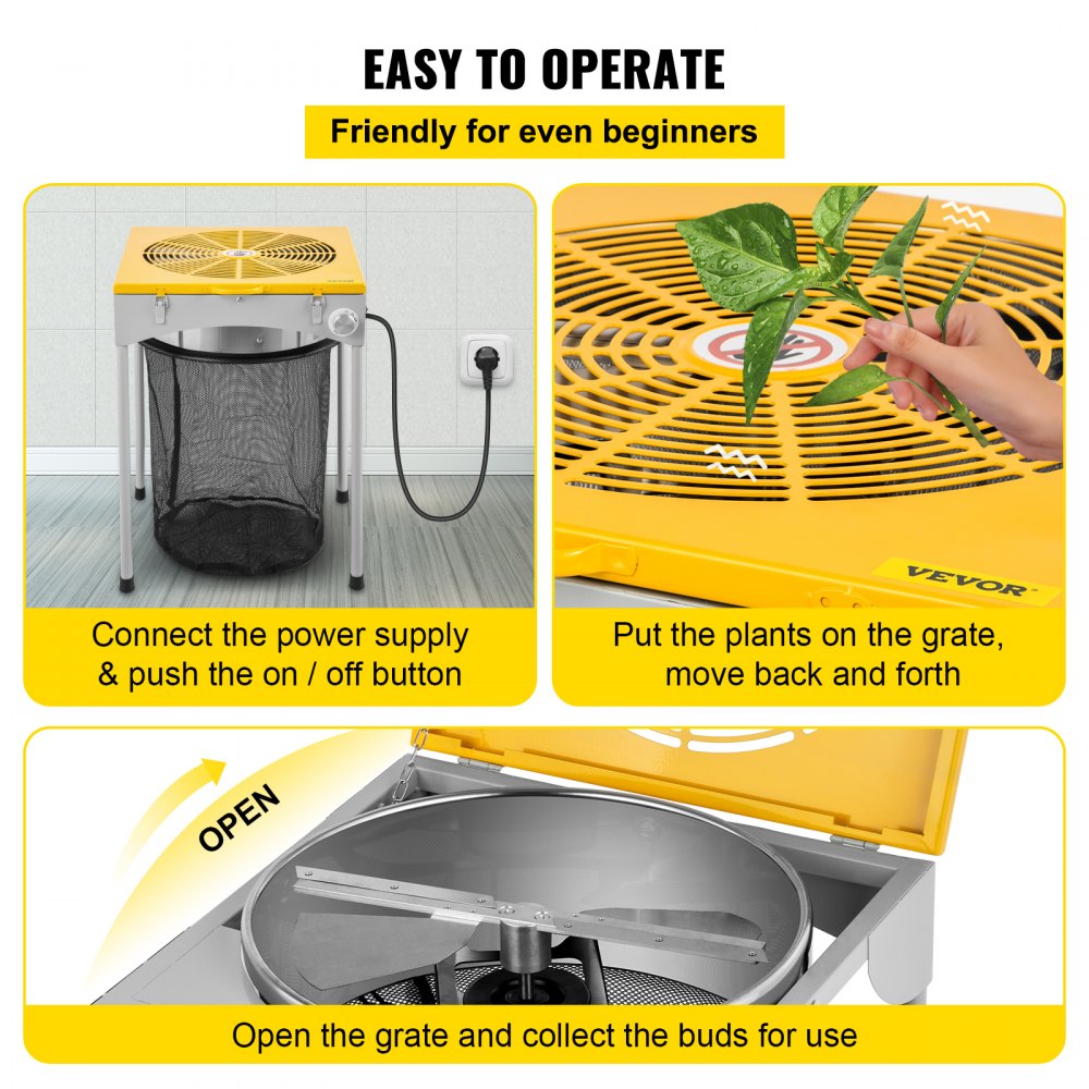 ODDTOOLS Bud Leaf Trimmer, 18 inch Adjustable 3 Speed, Electric Hydroponic Dry or Wet Plant Trimming Machine with Sharp Stainless Steel Blades, Twisted Spin Cut for Flowers, Leaves, Herbs, Yellow