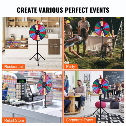 ODDTOOLS 18 inch Spinning Prize Wheel, 14 Slots Spinning Wheel with Height Adjustable Stand, Roulette Wheel with a Dry Erase, and a Storage Bag, Win Fortune Spin Games in Party Pub Trade Show Carnival