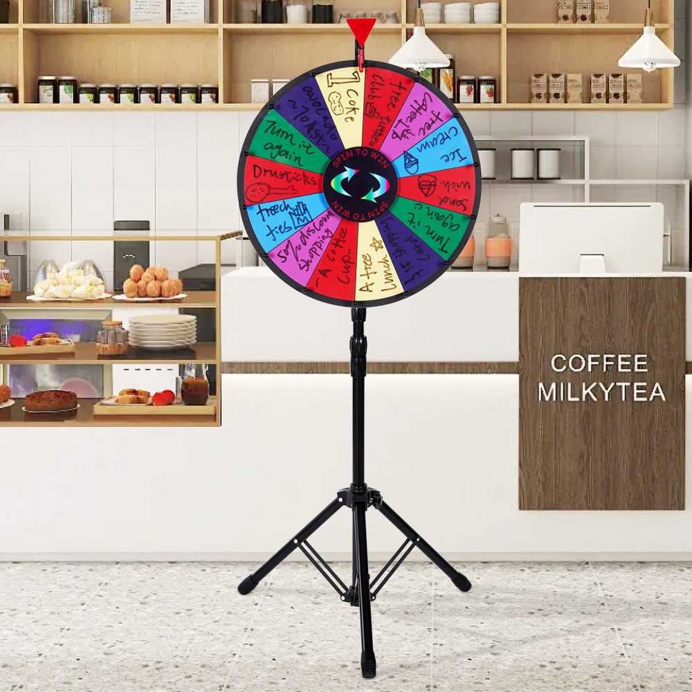 ODDTOOLS 18 inch Spinning Prize Wheel, 14 Slots Spinning Wheel with Height Adjustable Stand, Roulette Wheel with a Dry Erase, and a Storage Bag, Win Fortune Spin Games in Party Pub Trade Show Carnival