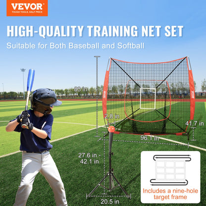 ODDTOOLS 7x7 ft Baseball Softball Practice Net, Portable Baseball Training Net for Hitting Batting Catching Pitching, Backstop Baseball Equipment with Bow Frame, Carry Bag, Strike Zone, Ball, Batting Tee