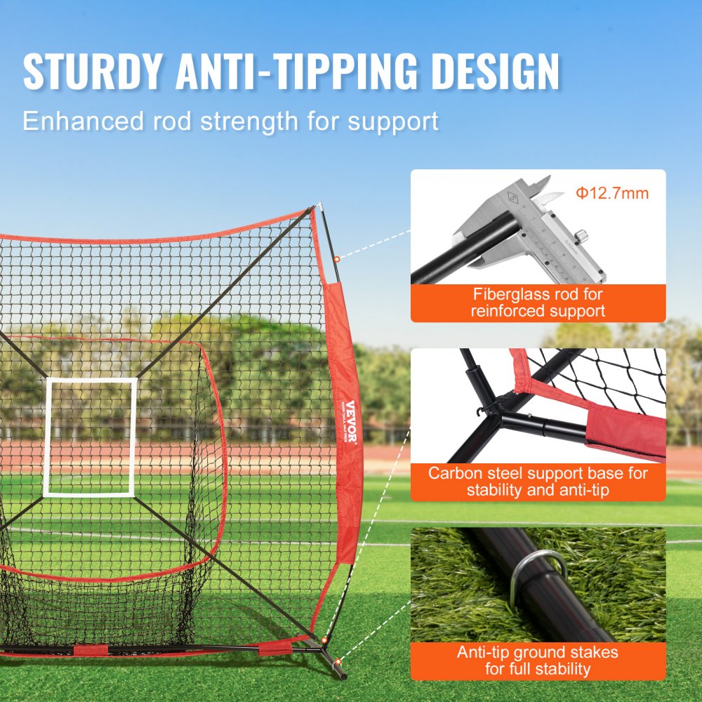 ODDTOOLS 7x7 ft Baseball Softball Practice Net, Portable Baseball Training Net for Hitting Batting Catching Pitching, Backstop Baseball Equipment with Bow Frame, Carry Bag, Strike Zone, Ball, Batting Tee