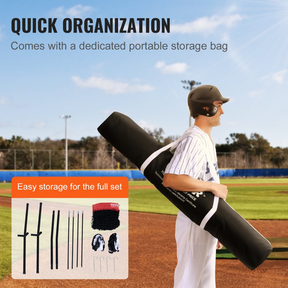 ODDTOOLS 7x7 ft Baseball Softball Practice Net, Portable Baseball Training Net for Hitting Batting Catching Pitching, Backstop Baseball Equipment with Bow Frame, Carry Bag, Strike Zone, Ball, Batting Tee