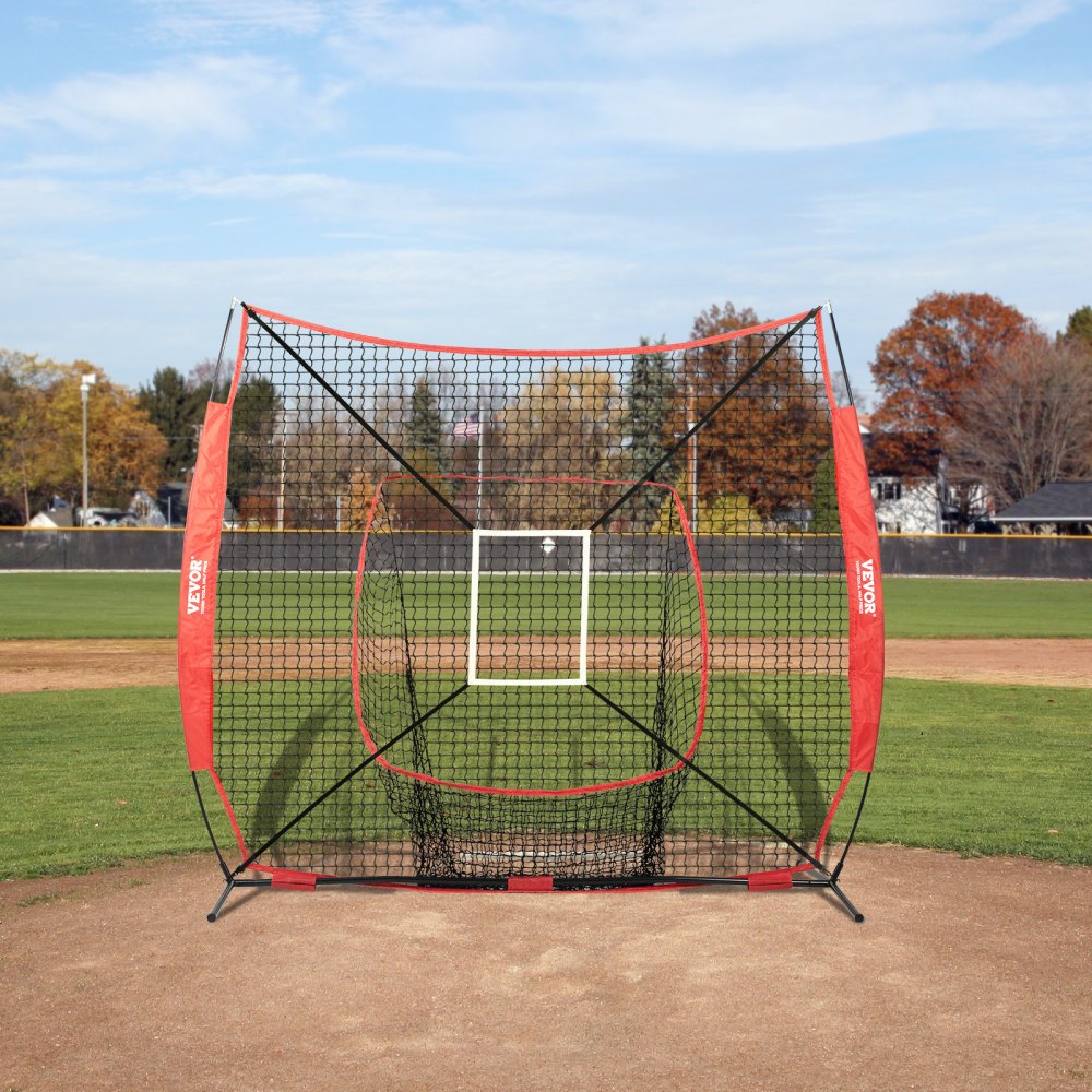 ODDTOOLS 7x7 ft Baseball Softball Practice Net, Portable Baseball Training Net for Hitting Batting Catching Pitching, Backstop Baseball Equipment with Bow Frame, Carry Bag, Strike Zone, Ball, Batting Tee