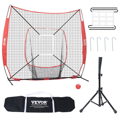 ODDTOOLS 7x7 ft Baseball Softball Practice Net, Portable Baseball Training Net for Hitting Batting Catching Pitching, Backstop Baseball Equipment with Bow Frame, Carry Bag, Strike Zone, Ball, Batting Tee