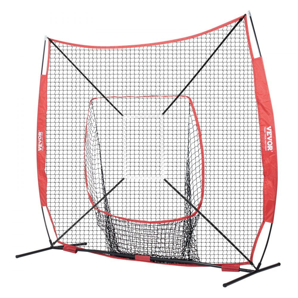 ODDTOOLS 7x7 ft Baseball Softball Practice Net, Portable Baseball Training Net for Hitting Batting Catching Pitching, Backstop Baseball Equipment with Bow Frame, Carry Bag, Strike Zone, Ball, Batting Tee