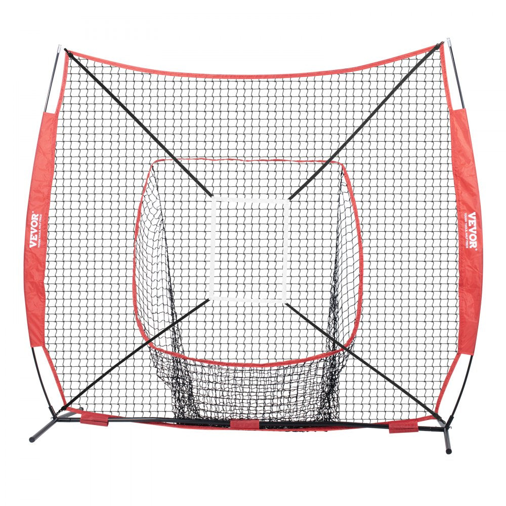 ODDTOOLS 7x7 ft Baseball Softball Practice Net, Portable Baseball Training Net for Hitting Batting Catching Pitching, Backstop Baseball Equipment with Bow Frame, Carry Bag, Strike Zone, Ball, Batting Tee