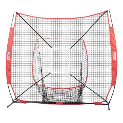 ODDTOOLS 7x7 ft Baseball Softball Practice Net, Portable Baseball Training Net for Hitting Batting Catching Pitching, Backstop Baseball Equipment with Bow Frame, Carry Bag, Strike Zone, Ball, Batting Tee