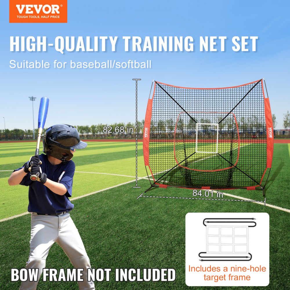 ODDTOOLS 7x7 ft Baseball Softball Practice Net, Portable Baseball Training Net for Hitting Batting Catching Pitching, Backstop Baseball Equipment Training Aids with Strike Zone