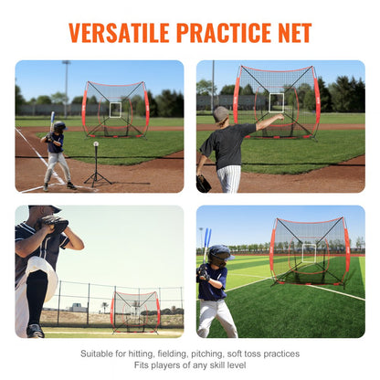 ODDTOOLS 7x7 ft Baseball Softball Practice Net, Portable Baseball Training Net for Hitting Batting Catching Pitching, Backstop Baseball Equipment Training Aids with Strike Zone