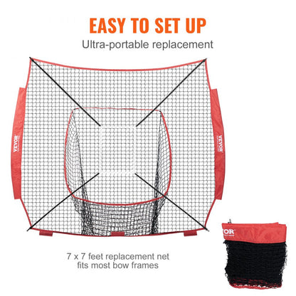 ODDTOOLS 7x7 ft Baseball Softball Practice Net, Portable Baseball Training Net for Hitting Batting Catching Pitching, Backstop Baseball Equipment Training Aids with Strike Zone