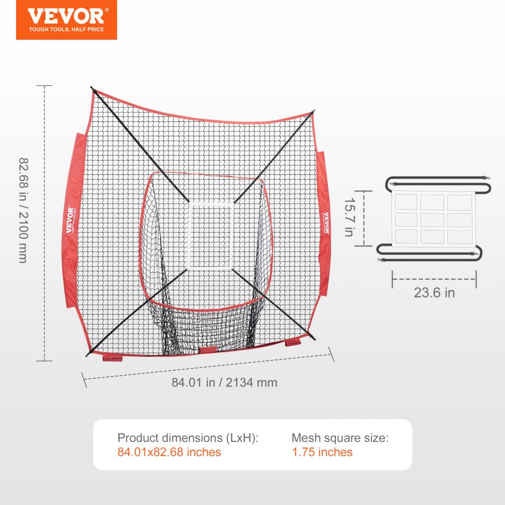 ODDTOOLS 7x7 ft Baseball Softball Practice Net, Portable Baseball Training Net for Hitting Batting Catching Pitching, Backstop Baseball Equipment Training Aids with Strike Zone