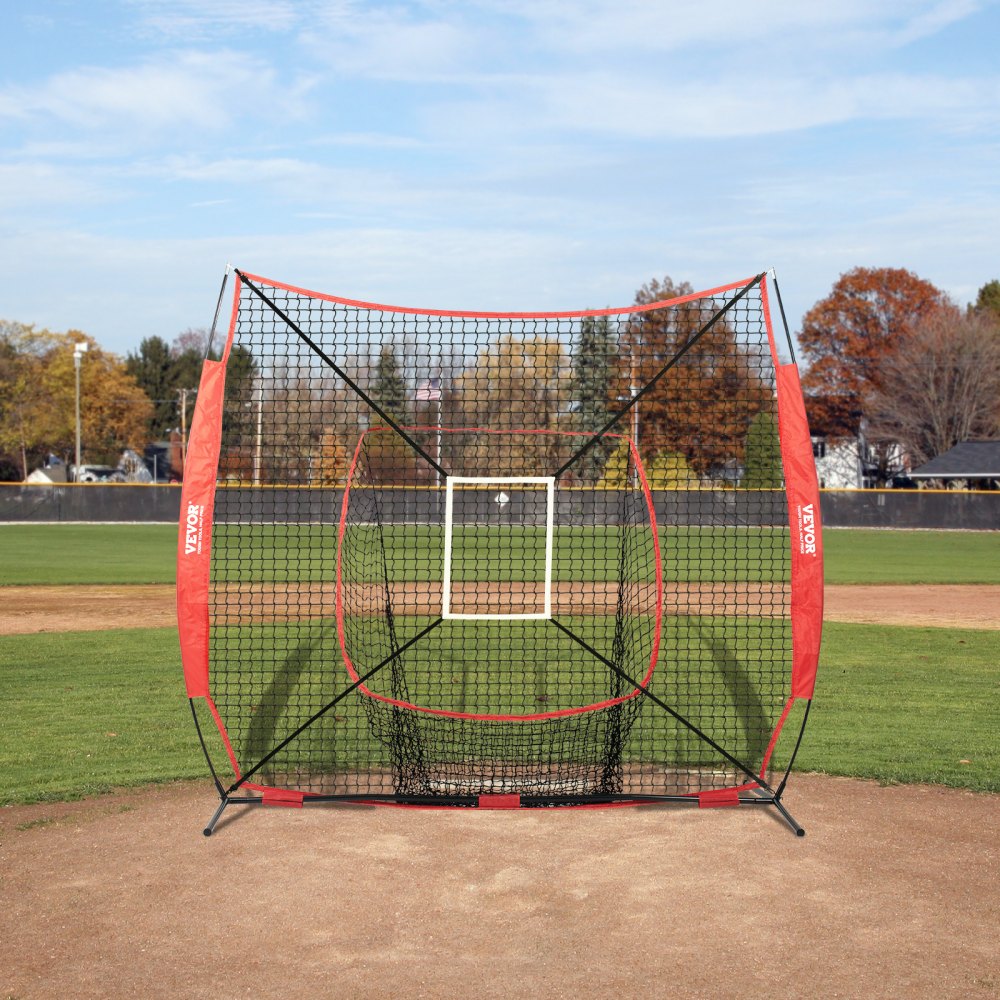 ODDTOOLS 7x7 ft Baseball Softball Practice Net, Portable Baseball Training Net for Hitting Batting Catching Pitching, Backstop Baseball Equipment Training Aids with Strike Zone