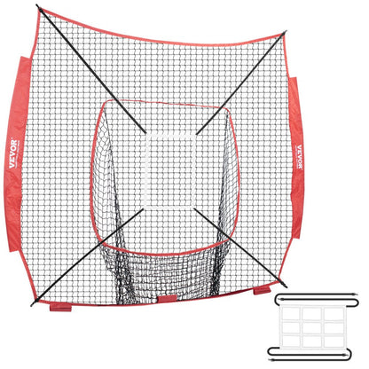 ODDTOOLS 7x7 ft Baseball Softball Practice Net, Portable Baseball Training Net for Hitting Batting Catching Pitching, Backstop Baseball Equipment Training Aids with Strike Zone