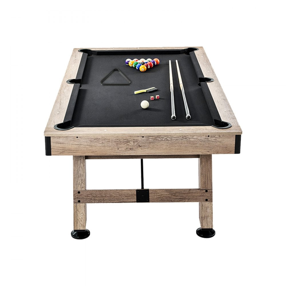 ODDTOOLS Billiards Table, 7 ft Pool Table, Adjust Legs Stable Billiards Table, Pool Table Set Includes Balls, Cues, Chalks and Brush, Wood Color with Black Cloth, Perfect for Family Game Room Kids Adults