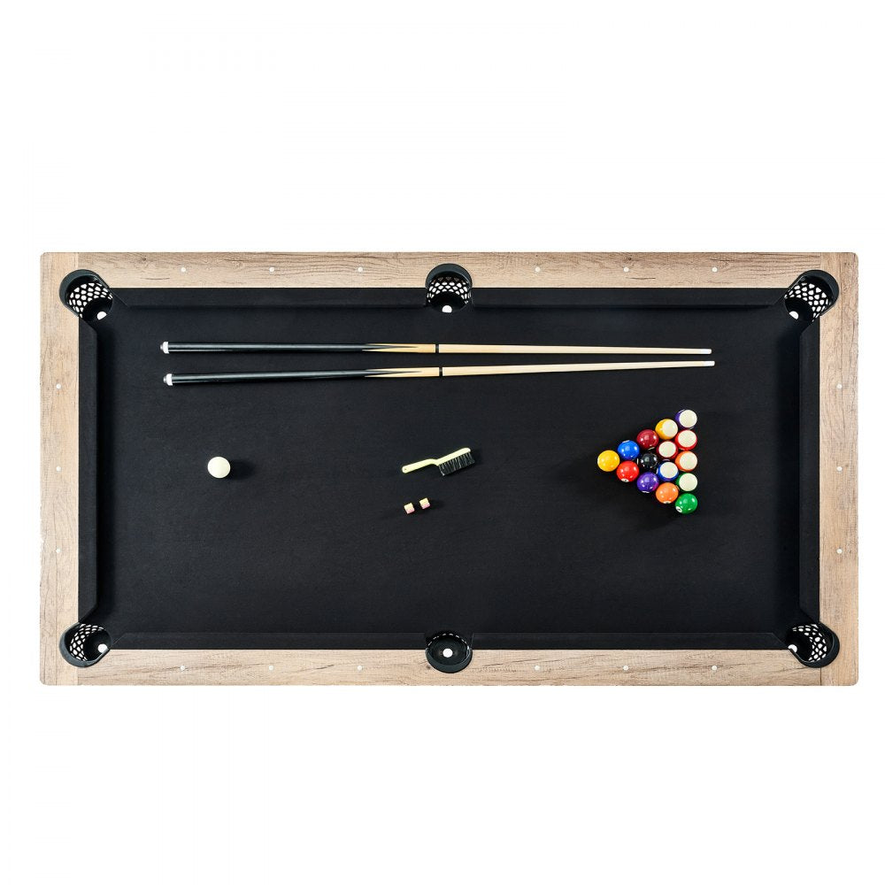 ODDTOOLS Billiards Table, 7 ft Pool Table, Adjust Legs Stable Billiards Table, Pool Table Set Includes Balls, Cues, Chalks and Brush, Wood Color with Black Cloth, Perfect for Family Game Room Kids Adults