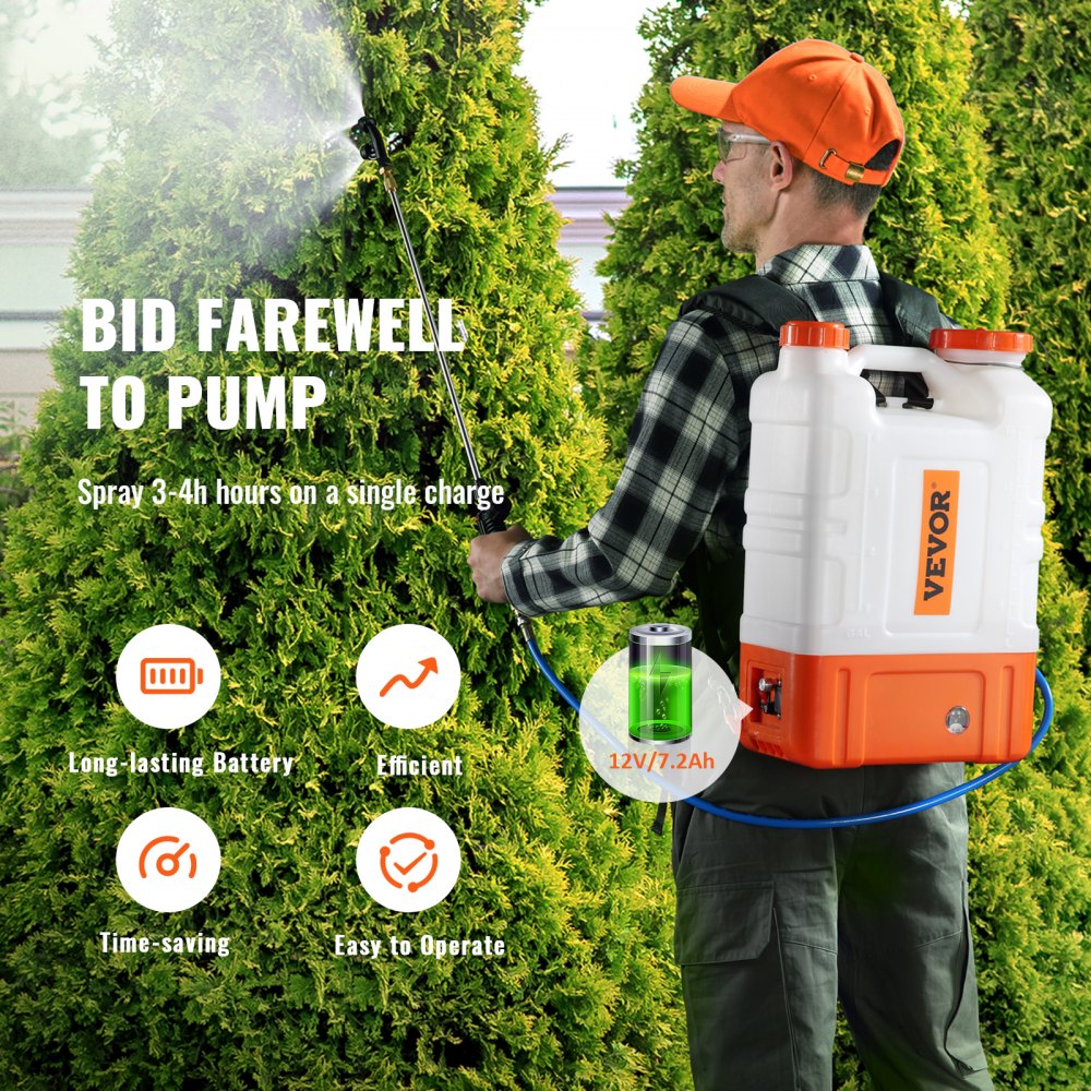 ODDTOOLS Battery Powered Backpack Sprayer with Cart, 0-94 PSI Adjustable Pressure, 4 Gallon Tank on Wheels, with 8 Nozzles and 2 Wands, 12V 7.2Ah Battery, Wide Mouth Lid for Weeding, Spraying, Cleaning