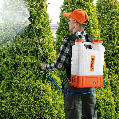 ODDTOOLS Battery Powered Backpack Sprayer with Cart, 0-94 PSI Adjustable Pressure, 4 Gallon Tank on Wheels, with 8 Nozzles and 2 Wands, 12V 7.2Ah Battery, Wide Mouth Lid for Weeding, Spraying, Cleaning