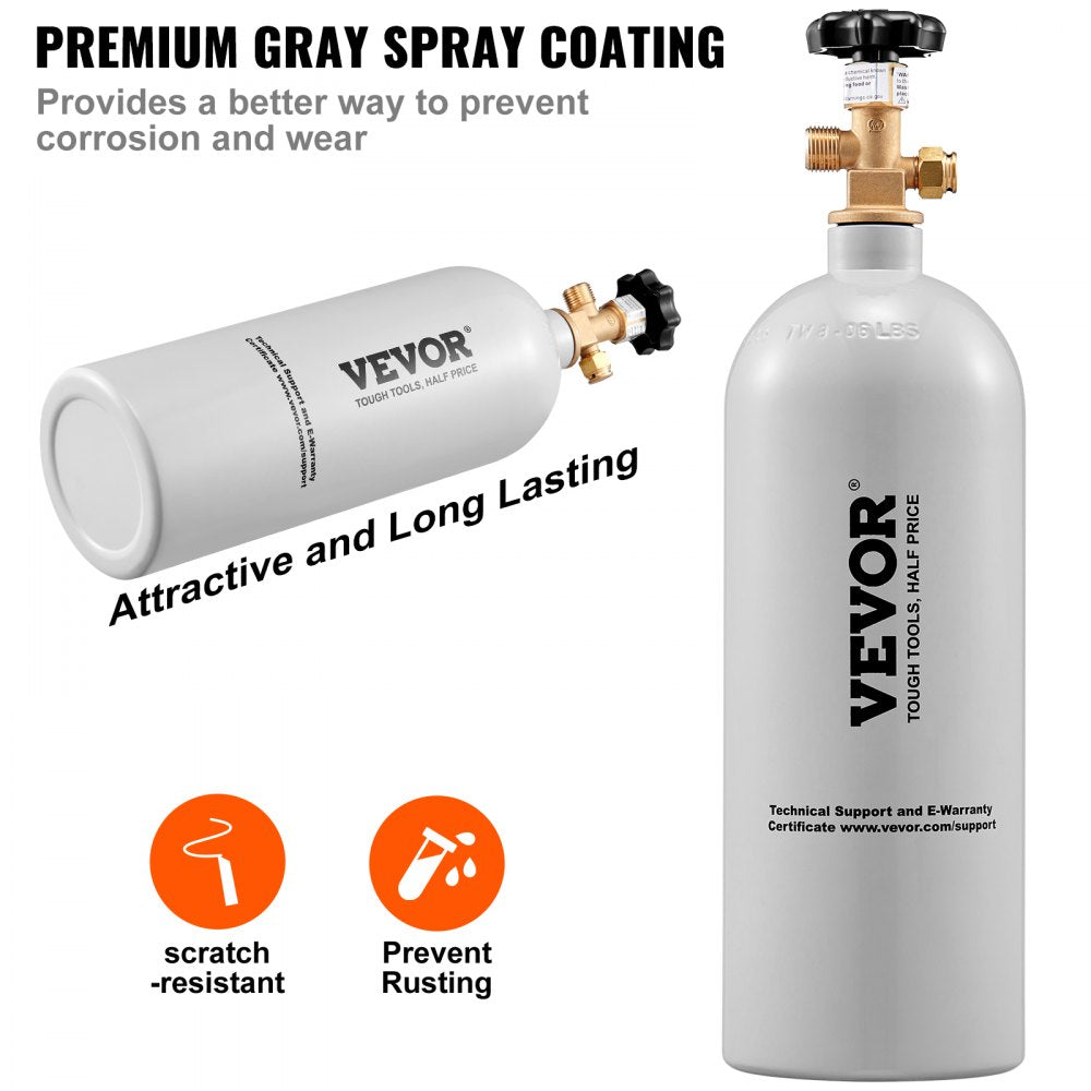 ODDTOOLS 5 Lbs CO2 Tank Aluminum Gas Cylinder, Brand New CO2 Cylinder with Gray Spray Coating, CO2 Tank with CGA320 Valve, For Draft Soda Beer