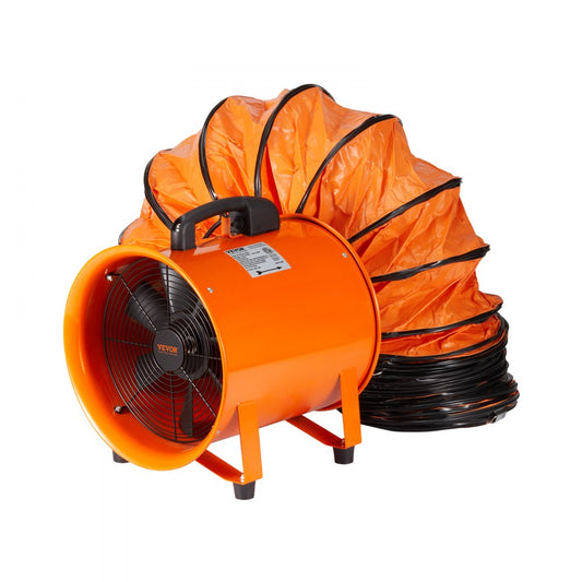 ODDTOOLS Portable Ventilator, 12 inch Heavy Duty Cylinder Fan with 33ft Duct Hose, 585W Strong Shop Exhaust Blower 3198CFM, Industrial Utility Blower for Sucking Dust, Smoke, Smoke Home/Workplace