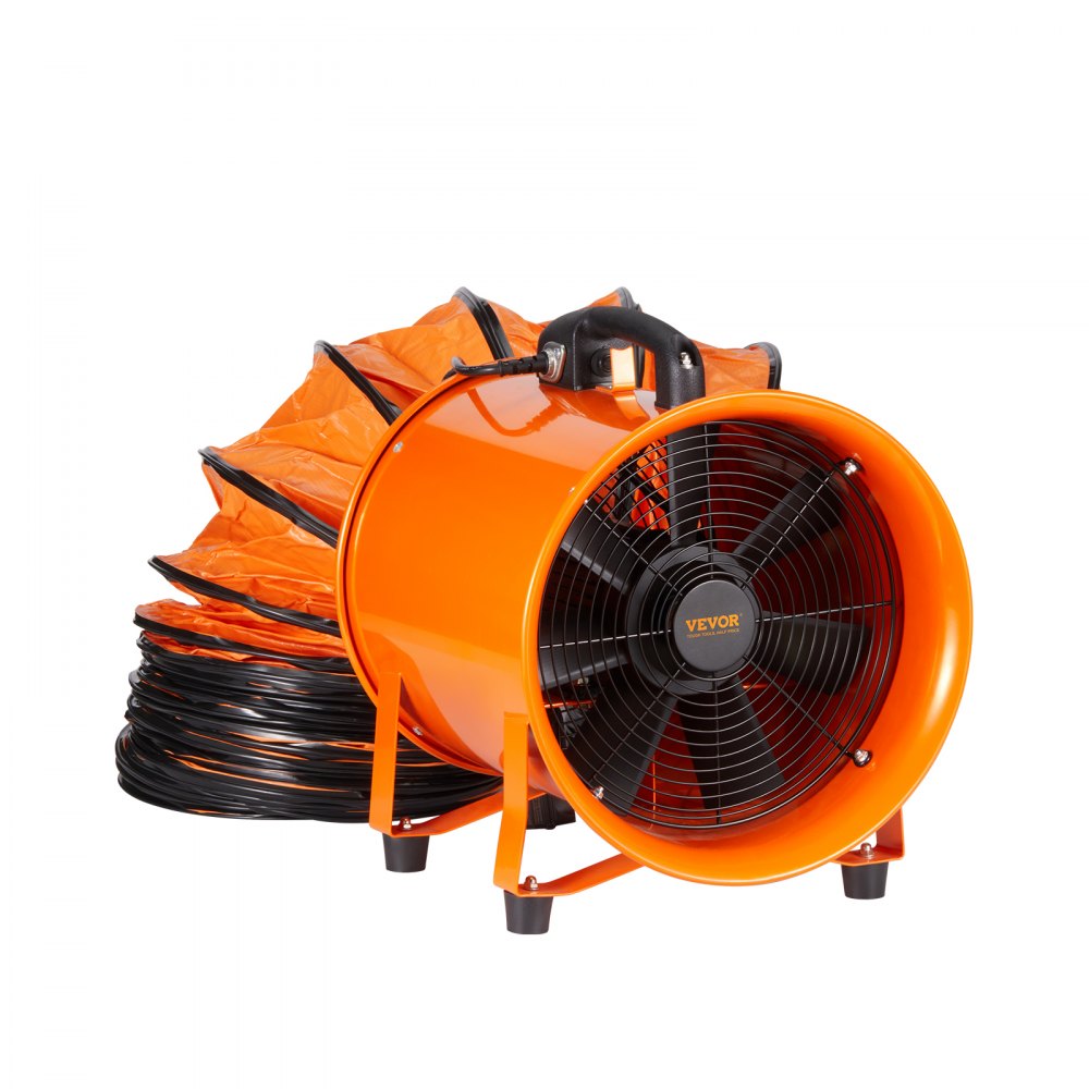 ODDTOOLS Portable Ventilator, 12 inch Heavy Duty Cylinder Fan with 33ft Duct Hose, 585W Strong Shop Exhaust Blower 3198CFM, Industrial Utility Blower for Sucking Dust, Smoke, Smoke Home/Workplace