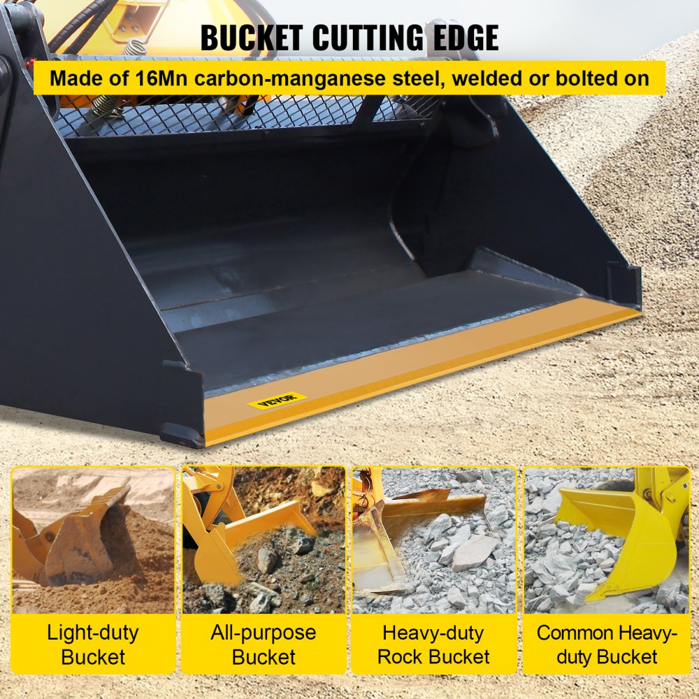 ODDTOOLS Bucket Cutting Edge, 66x4x1/2" Bucket Edge, Weld-on and Bolt-on Advanced Cutting Edge, 16Mn Carbon-manganese Steel Loader Cutting Edge, Skid Steer Cutting Edge w/ Paint for Excavator and Loader