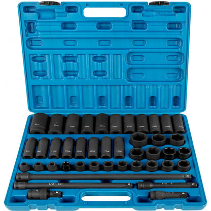 ODDTOOLS Impact Socket Set 1/2 Inches 43 Piece Impact Sockets, Standard Socket Assortment, 1/2 Inches Drive Socket Set 6-Point Sockets Metric 9-30mm (Standard/Deep)