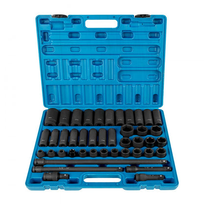 ODDTOOLS Impact Socket Set 1/2 Inches 43 Piece Impact Sockets, Standard Socket Assortment, 1/2 Inches Drive Socket Set 6-Point Sockets Metric 9-30mm (Standard/Deep)