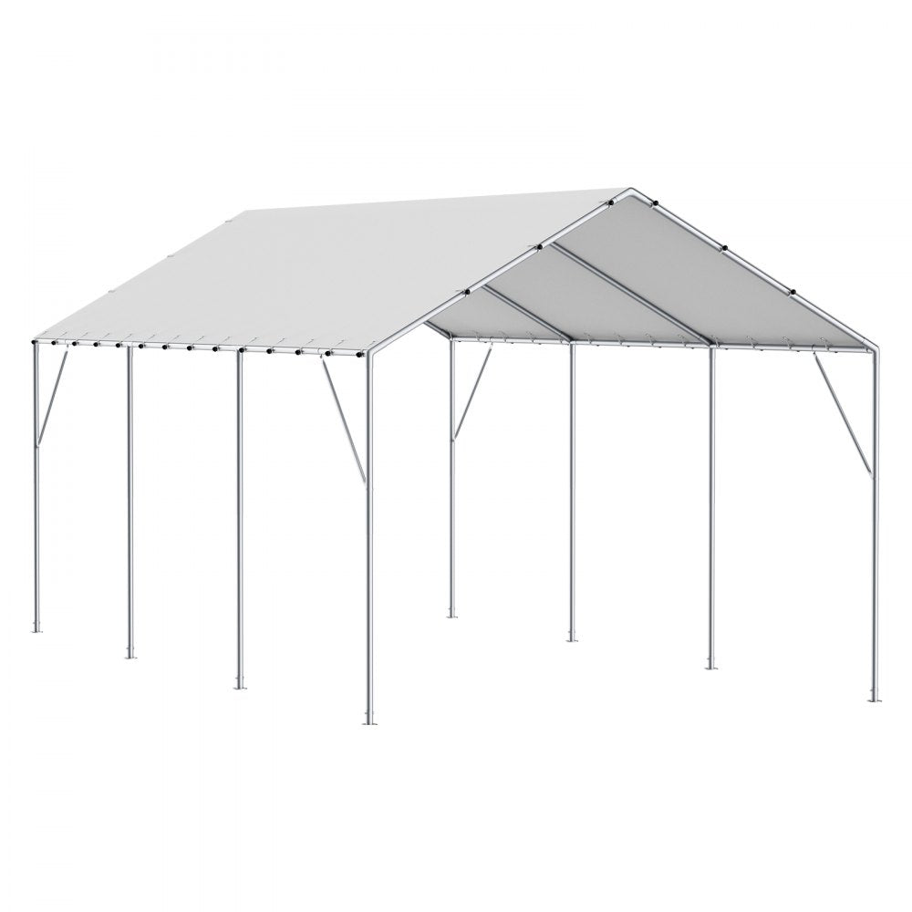 ODDTOOLS 10 x 20 ft Carport Replacement Canopy Cover, Garage Top Tent Shelter Tarp Heavy-Duty Waterproof & UV Protected, Easy Installation with 40 Ball Bungeess (Only Top Cover, Frame Not Include), White