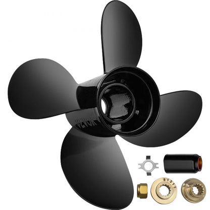 ODDTOOLS Outboard Propeller, Replace for OEM 48-8M8026630, 4-Blade 10.3\" x 13\" Aluminum Boat Propeller, Compatible with Mercury Mariner 25HP Bigfoot/Command Thrust 60Hp Outboard, 13 Tooth Splines, RH