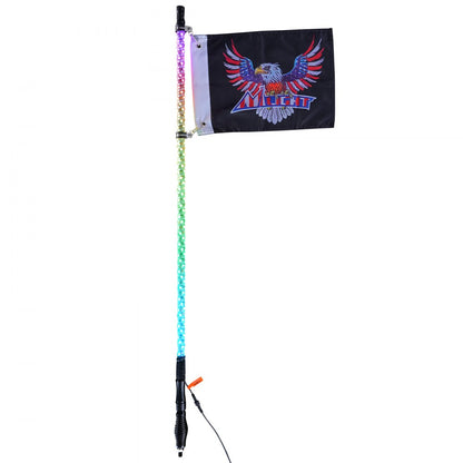 ODDTOOLS 1 PC 3 FT Whip Light with Spring Base, Led Whip Light with APP & Remote Control, Waterproof 360° Spiral RGB Chasing Lighted Whip with 2 Flags, for UTVs, ATVs, Motorcycles, RZR, Can-am, Go-karts