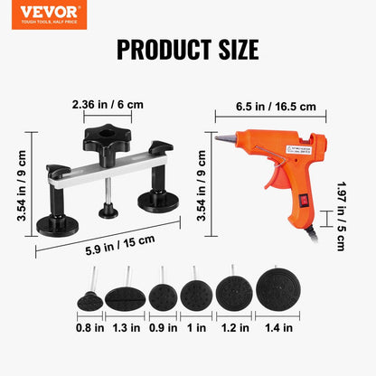ODDTOOLS 25 PCS Dent Repair Kit, Paintless Dent Removal Kit with Bridge Puller and Puller Tabs, Auto Body Dent Puller Kit with Hot Glue Gun, Glue Sticks for Vehicles, Refrigerators, Metal Surface Dents