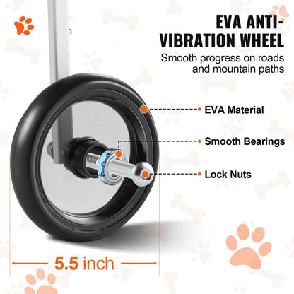 ODDTOOLS 2 Wheels Dog Wheelchair for Back Legs, Pet Wheelchair Lightweight & Adjustable Assisting in Healing,  Dog Cart/Wheelchair for Injured, Disabled, Paralysis, Hind Limb Weak Pet(S)