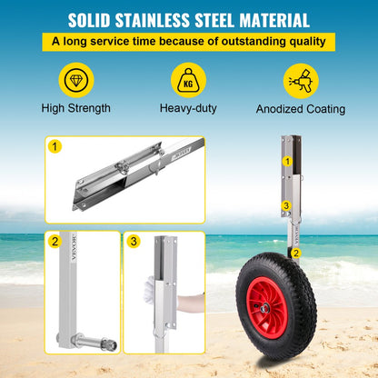 ODDTOOLS Boat Launching Wheels, 15" Boat Transom Launching Wheel, 600 LBS Loading Capacity Inflatable Boat Launch Wheels, Stainless Steel Transom Launching Dolly Wheels with 4 PCS of Quick Release Pins