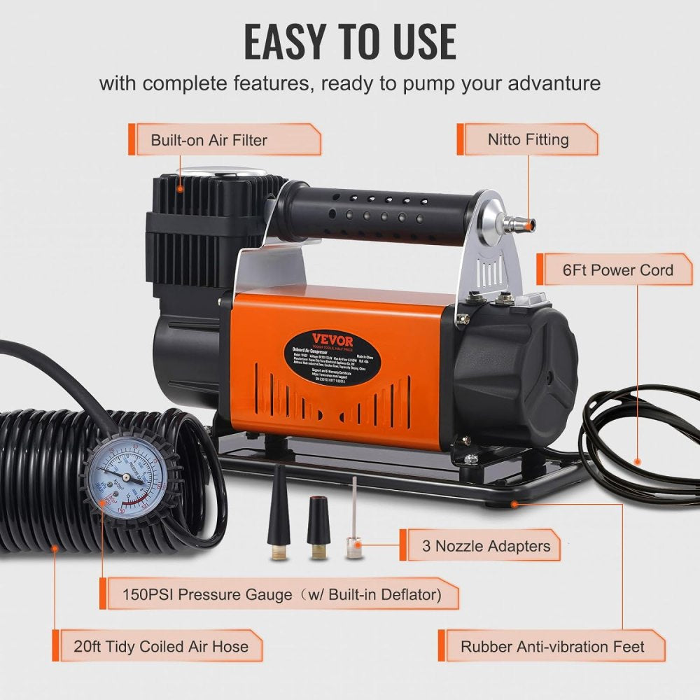 ODDTOOLS 12V Air Compressor Heavy Duty 150PSI Offroad Air Compressor Portable Truck Tire Inflator Air Pump for Jeep SUV 4x4 Vehicle RV For up to 35 Inch Tires