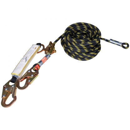 ODDTOOLS Vertical Lifeline Assembly, 0.55'' x 50' Fall Protection Rope with 30 KN Breaking Tension, Polyester Roofing Rope with Steel Snap Hooks, Rope Grab, and Shock Absorber, ANSI Compliant