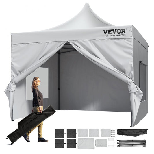 ODDTOOLS 10x10 FT Pop up Canopy with Removable Sidewalls, Instant Canopies Portable Gazebo & Wheeled Bag, UV Resistant Waterproof, Enclosed Canopy Tent for Outdoor Events, Patio, Backyard, Party, Camping