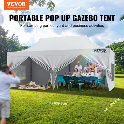 ODDTOOLS 10x20 FT Pop up Canopy with Removable Sidewalls, Instant Canopies Portable Gazebo & Wheeled Bag, UV Resistant Waterproof, Enclosed Canopy Tent for Outdoor Events, Patio, Backyard, Party, Parking