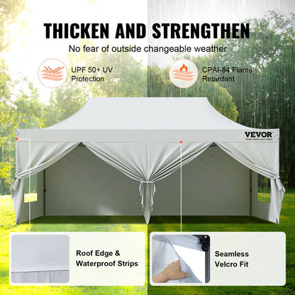 ODDTOOLS 10x20 FT Pop up Canopy with Removable Sidewalls, Instant Canopies Portable Gazebo & Wheeled Bag, UV Resistant Waterproof, Enclosed Canopy Tent for Outdoor Events, Patio, Backyard, Party, Parking