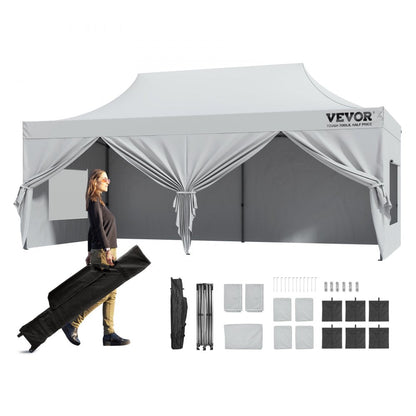 ODDTOOLS 10x20 FT Pop up Canopy with Removable Sidewalls, Instant Canopies Portable Gazebo & Wheeled Bag, UV Resistant Waterproof, Enclosed Canopy Tent for Outdoor Events, Patio, Backyard, Party, Parking