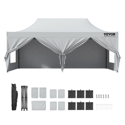 ODDTOOLS 10x20 FT Pop up Canopy with Removable Sidewalls, Instant Canopies Portable Gazebo & Wheeled Bag, UV Resistant Waterproof, Enclosed Canopy Tent for Outdoor Events, Patio, Backyard, Party, Parking