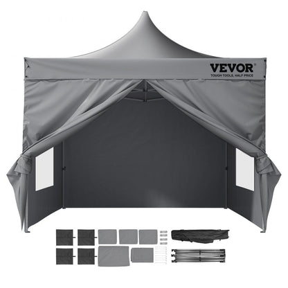 ODDTOOLS 10x10 FT Pop up Canopy with Removable Sidewalls, Instant Canopies Portable Gazebo & Wheeled Bag, UV Resistant Waterproof, Enclosed Canopy Tent for Outdoor Events, Patio, Backyard, Party, Camping