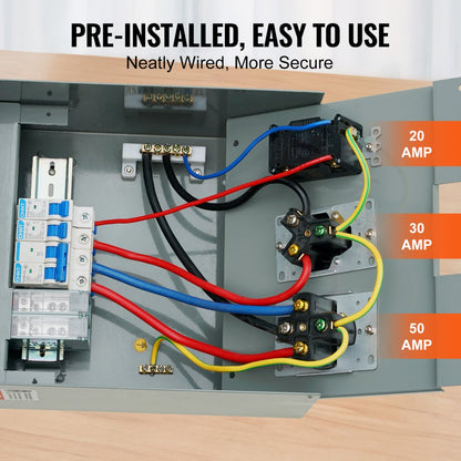 ODDTOOLS Temporary Power Outlet Panel, 125/250V, RV Power Outlet Box with a 20/30/50 Amp Receptacle Installed, NEMA 14-50R / NEMA TT-30R / 15A GFCI for RV Camper Trailer Motorhome, Tested to UL Standards