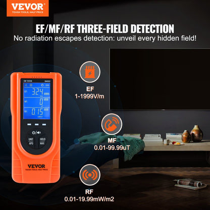 ODDTOOLS 3-in-1 EMF Meter, 5Hz - 3.5GHz, Handheld Rechargeable Electromagnetic Field Radiation Detector, Digital LCD EMF Tester for EF MF RF Home Inspections Outdoor Ghost Hunting Paranormal Equipment