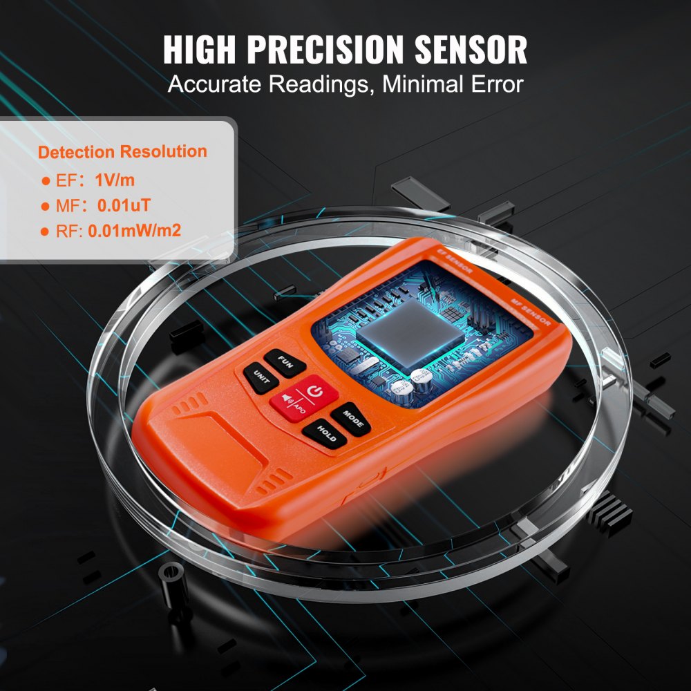 ODDTOOLS 3-in-1 EMF Meter, 5Hz-6GHz, Handheld Rechargeable Electromagnetic Field Radiation Detector, Digital LCD EMF Tester for EF MF RF Home Inspections Outdoor Ghost Hunting 5G Cell Tower Temperature