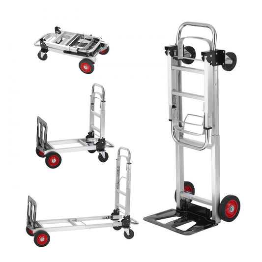 ODDTOOLS Aluminum Folding Hand Truck, 2 in 1 Design 400 lbs Capacity, Heavy Duty Industrial Collapsible cart, Dolly Cart with Rubber Wheels for Transport and Moving in Warehouse, Supermarket, Garden