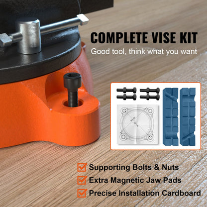 ODDTOOLS 6" Bench Vise w/ Anvil 360°Swivel Locking Base Heavy Duty Ductile Iron