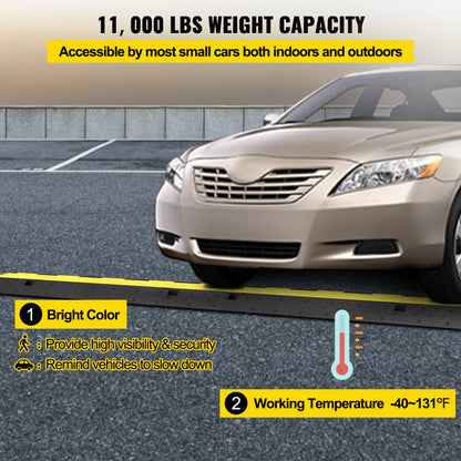 ODDTOOLS Cable Protector Ramp, 5 Packs 2 Channels Speed Bump Hump, Rubber Modular Speed Bump Rated 11000 LBS Load Capacity, Protective Wire Cord Ramp Driveway Rubber Traffic Speed Bumps Cable Protector