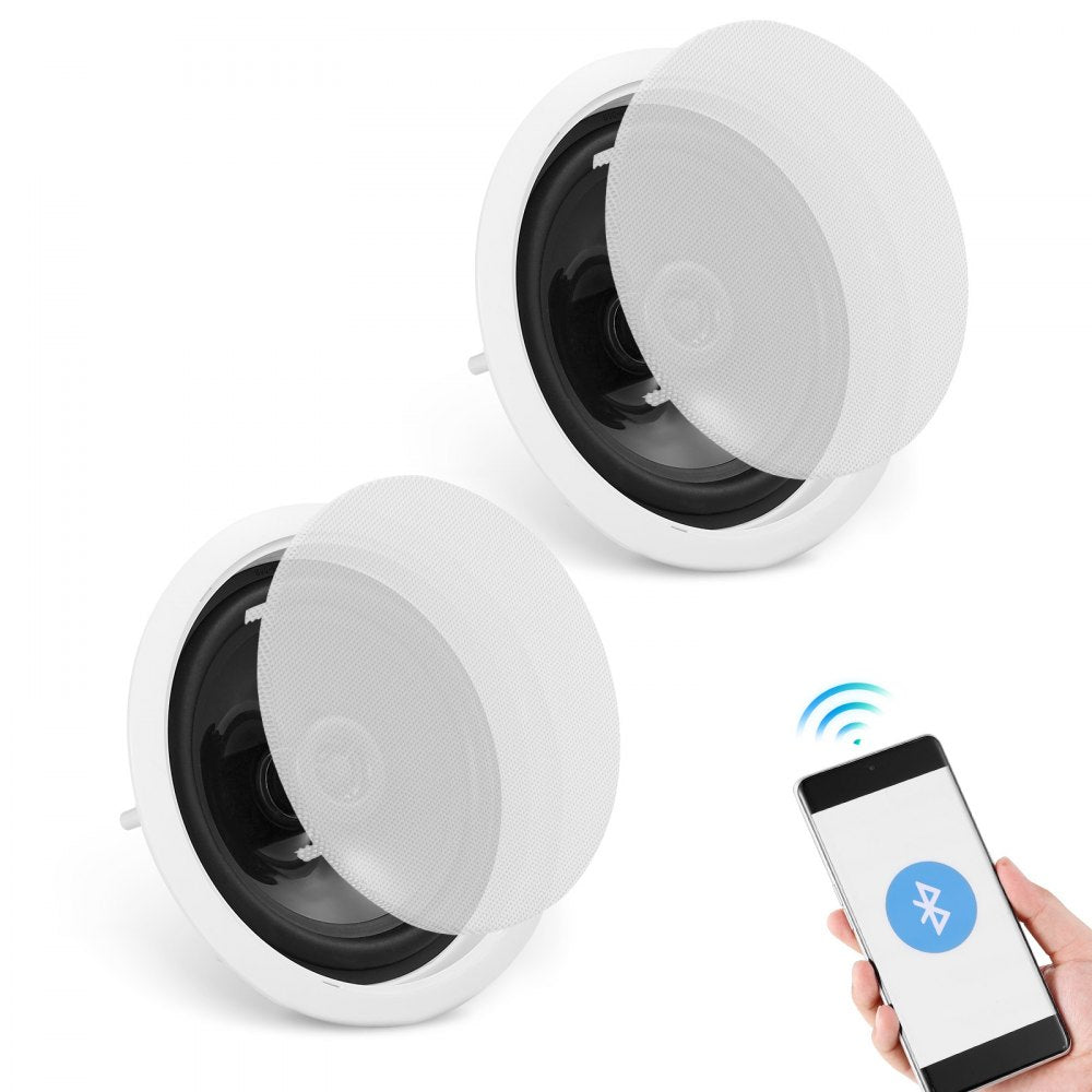 ODDTOOLS 2 PCs 6.5'' Bluetooth in Ceiling Speakers, 150W, Flush Mount Ceiling & in-Wall Speaker System with 8ΩImpedance 89dB Sensitivity, for Home Kitchen Living Room Bedroom or Covered Outdoor Porches