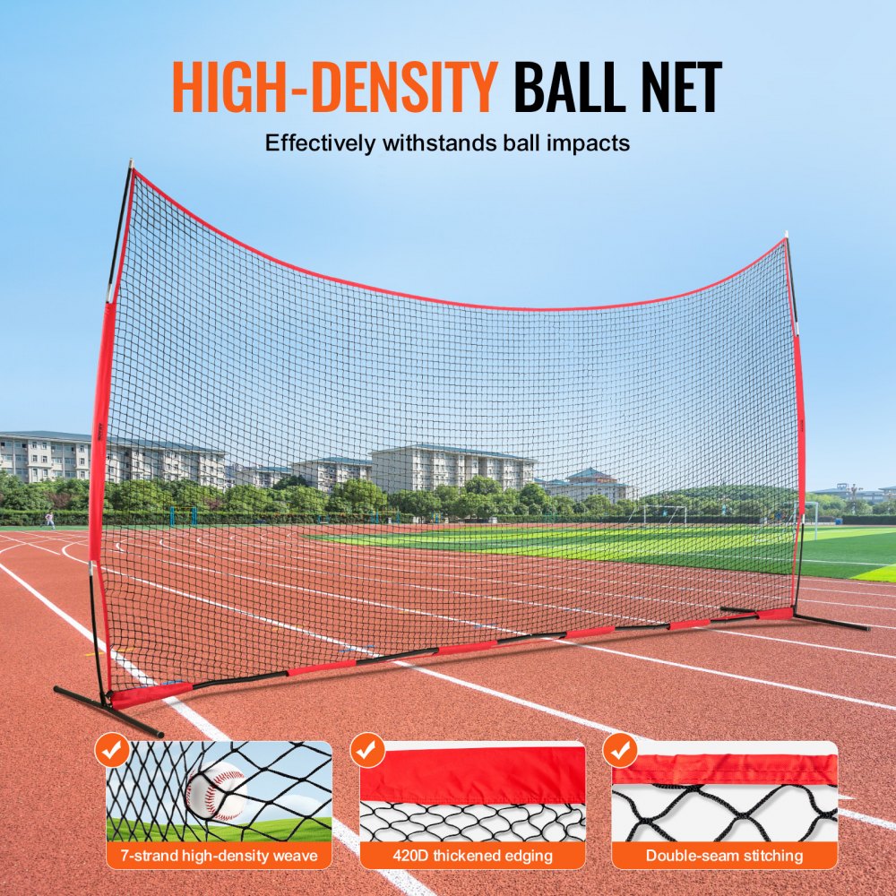 ODDTOOLS Barricade Backstop Net, 20x10 ft Ball Sports Barrier Netting, Portable Practice Equipment with Carry Bag, Protection Screen for Baseball Softball Lacrosse Soccer Hockey Training, for Backyard