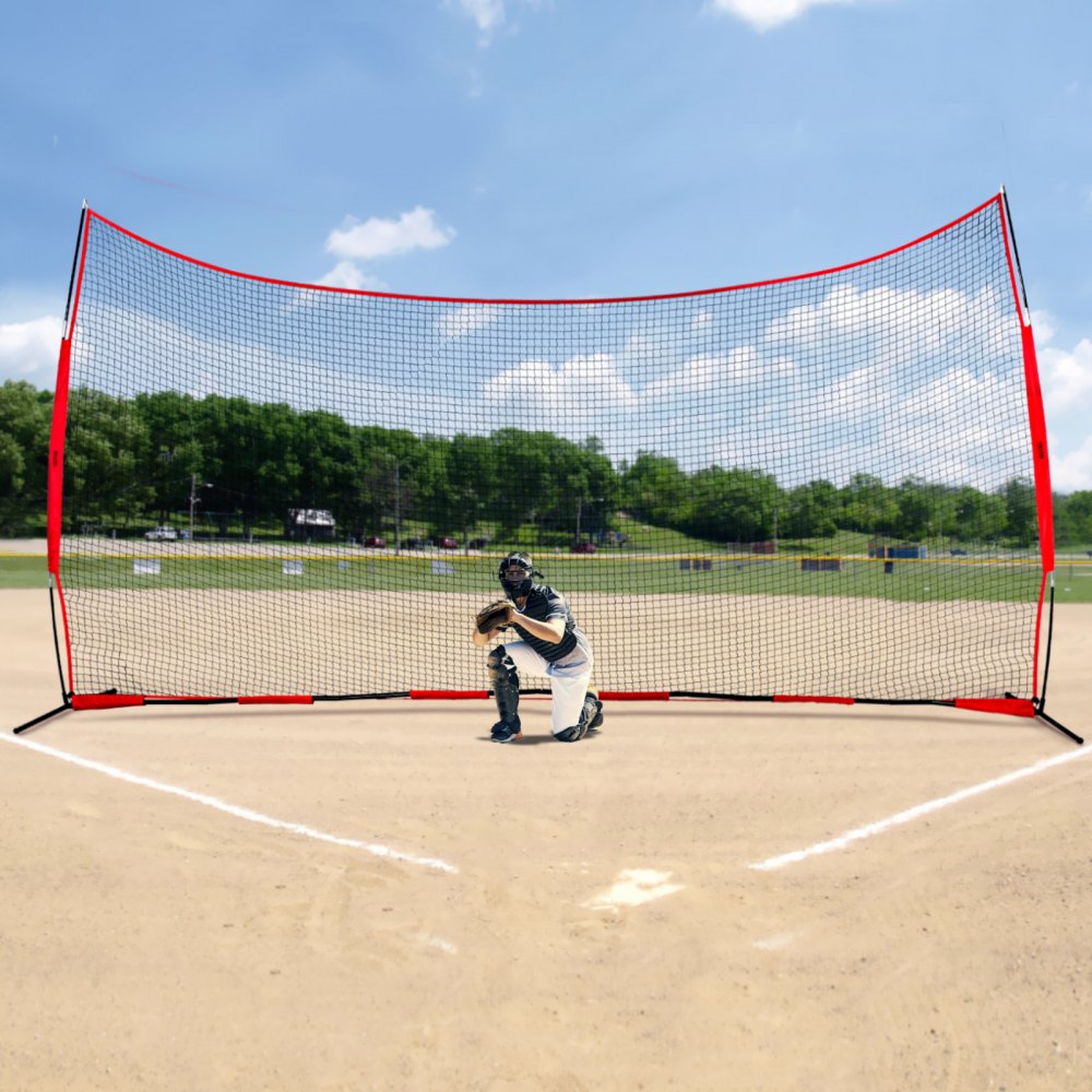 ODDTOOLS Barricade Backstop Net, 20x10 ft Ball Sports Barrier Netting, Portable Practice Equipment with Carry Bag, Protection Screen for Baseball Softball Lacrosse Soccer Hockey Training, for Backyard